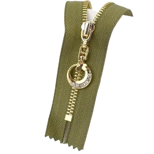 Offene Reißverschlüsse, 4 Stück geschlossene 3# 15/18/20/25/30 cm Metallreißverschluss Gold-Silber-Zahnreißverschluss, 20(ZA005NavyGreenGold,20cm) von ZDUD