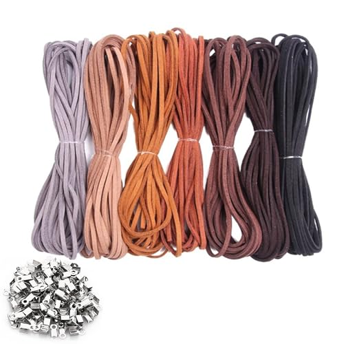 1 Satz Lederband, Leder-Bastelseil, Wildleder Lederschnur, Lederseil Ketten, Wildleder-Seil,Lederschnur, Lederseilkette, Geeignet für Schmuckherstellung, Armbänder (7 Farben, Je 5 M) von ZEACCT