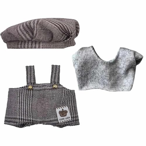 1 Satz Süße Puppenkleider für 15-17cm Plüschtiere - Modisches Hut & Kleidung Ensemble für Plüschtiere | Hochwertiges Bekleidungszubehör für 17cm Stoffpuppen (Puppe Nicht enthalten) von ZEACCT