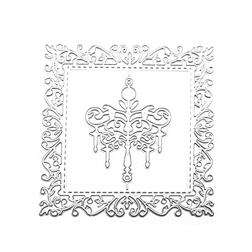 1 Stück Blumen Blätter Rahmen Stanzformen, Quadratische Prägeschablone aus Metall, Wildblumen-Blätter-Metall-Stanzformen, für Scrapbooking, Papier, Basteln, Dekor, Fotoalbum von ZEACCT