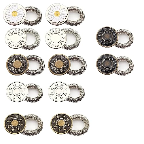 12 Stück Kragenverlängerungen, Elastisch Button Extender, Hosenknopf Verlängerung, mit Metallfeder für Hosen, Knopfverlängerung für Hosen für Jeans, Hosen, Anzughosen, Röcke 12 Stück Kragenverlängerungen, Elastisch Button Extender, Hosenknopf Verlängerung, mit Metallfeder für Hosen, Knopfverlängerung für Hosen für Jeans, Hosen, Anzughosen, Röcke von ZEACCT