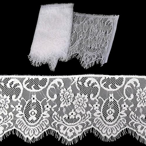 2 Rollen Blumen-Spitzenband, Spitzenborte Stickerei Dekoband, Stretch-Spitzenbesatz mit Blumenmuster, Breiter Tüll-Spitzenbesatz, Vintage-Spitzenbesatzband, zum Nähen, Basteln 2 Rollen Blumen-Spitzenband, Spitzenborte Stickerei Dekoband, Stretch-Spitzenbesatz mit Blumenmuster, Breiter Tüll-Spitzenbesatz, Vintage-Spitzenbesatzband, zum Nähen, Basteln von ZEACCT