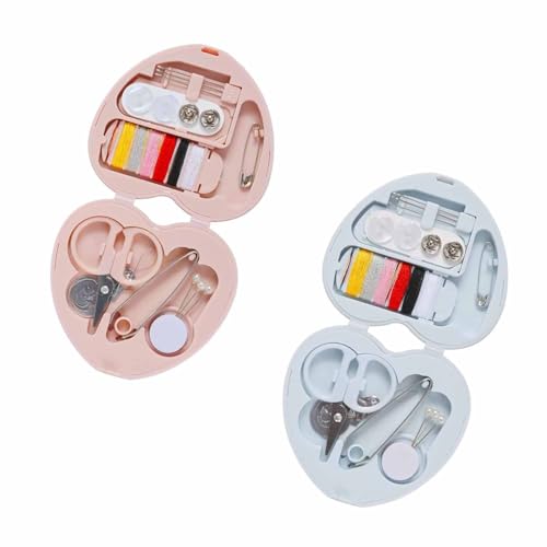 2-Teiliges Kleines Nähset, Mini Reise Nähset, Tragbare Nähwerkzeug-Sets, Tragbare Reise-Nähsets, Handgefertigte Mini-Näh-Aufbewahrungsbox, für Erwachsene, Anfänger, Heimreisen 2-Teiliges Kleines Nähset, Mini Reise Nähset, Tragbare Nähwerkzeug-Sets, Tragbare Reise-Nähsets, Handgefertigte Mini-Näh-Aufbewahrungsbox, für Erwachsene, Anfänger, Heimreisen von ZEACCT