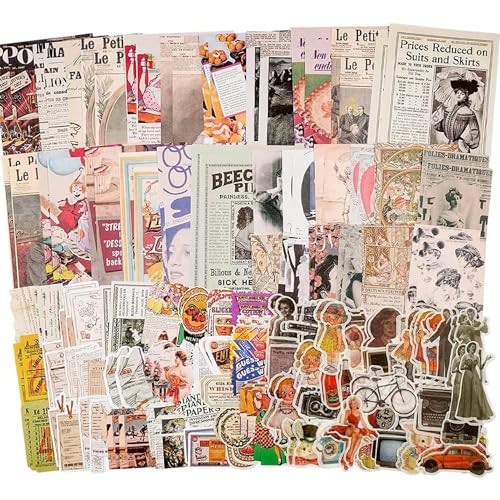 200 Stück Vintage Scrapbooking Sticker Set, Washi Aufkleber Dekoration Zubehör, Retro Beschreibbare Dekopapier, für Sammelalbum,DIY Fotoalbum,Tagebuch Notizbuch 200 Stück Vintage Scrapbooking Sticker Set, Washi Aufkleber Dekoration Zubehör, Retro Beschreibbare Dekopapier, für Sammelalbum,DIY Fotoalbum,Tagebuch Notizbuch von ZEACCT