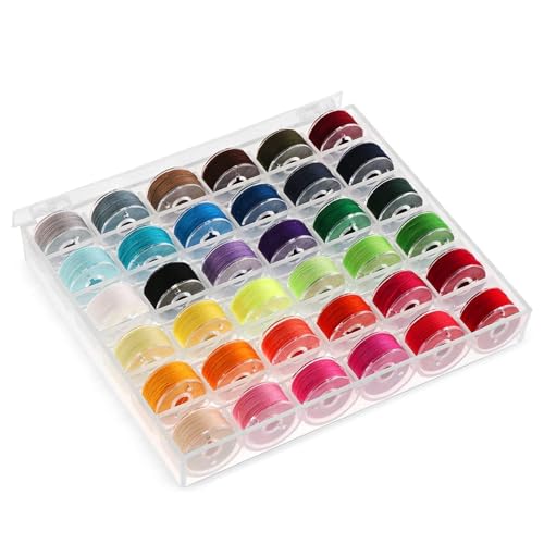 ZEACCT 36 Stück Nähmaschinenspulen, Vorgewickelten Spulen Kunststoff, Nähmaschinen Spule, Sortierte Farben Bobbin, Spulen für Nähmaschine mit Aufbewahrungsbox, Spulen Unterfadenspulen mit Nähgarn ZEACCT 36 Stück Nähmaschinenspulen, Vorgewickelten Spulen Kunststoff, Nähmaschinen Spule, Sortierte Farben Bobbin, Spulen für Nähmaschine mit Aufbewahrungsbox, Spulen Unterfadenspulen mit Nähgarn von ZEACCT