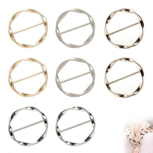 4 Stück Metall-T-Shirt-Clips, Schal-Ring-Schnalle, Runde Metall-Kreis-Clip-Schnalle, Einfache T-Shirt-Clips, Seidenschal-Ring-Clip, T-Shirt-Clips-Schnalle, für Damen Accessoires (Gemischte Farben) von ZEACCT