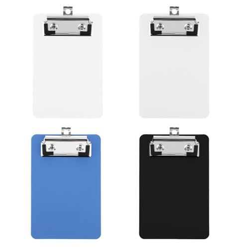 4er-Pack Notizblock-Klemmbrett Aus Kunststoff, Klemmbrett, Schreibblockhalter, 15 x 10 cm Schreibblock, Tragbares Klemmbrett für Notizblöcke, Quittungen, Taschenlisten (Vier Farben) von ZEACCT