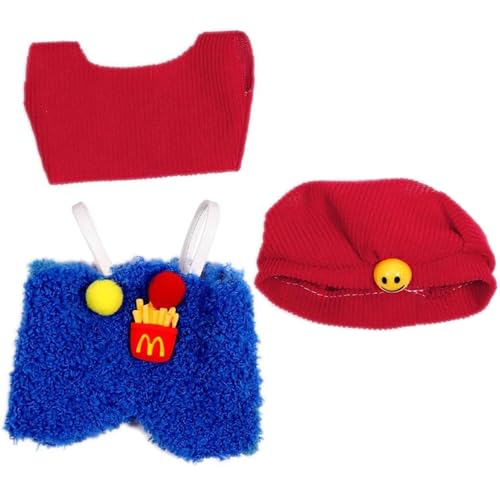 Tier Fantasie Puppenkleidung Set für 17cm Stofftiere, 3-teilig Hut & Outfit, Süße Kleidung für Jungen Mädchen, Rundgesicht Puppen Zubehör (Puppe separat) von ZEACCT