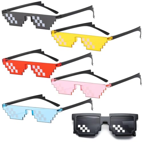 ZEACCT 1 Stück Coole Schwarze Brille, Mosaik-Pixel-Brille, Lustige Mosaik-Brille, Stilvolle und Coole Mosaik-Brille, Unisex, UV-Schutz, Geeignet für Partys und Spiele Jeden Alters von ZEACCT