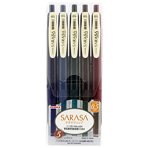 ZEBRA Gel-Tinten-Kugelschreiber SarASA Clip 0,5 [Vintage 5 Farben] (Japan Import) von ZEBRA