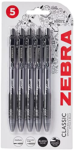 ZEBRA Z-Grip Kugelschreiber versenkbar, glatt, schwarz (5 Stück) von ZEBRA