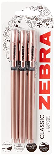 ZEBRA Classic Rose Gold Kugelschreiber, schwarze Tinte, 3 Stück (1er Pack) von ZEBRA