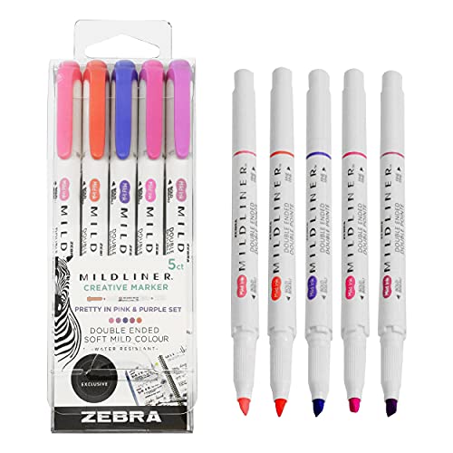 ZEBRA Mildliner Creative Marker Textmarker - Doppelendig - Pretty in Pink und Lila Set von ZEBRA
