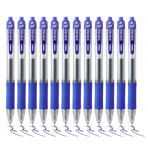 Zebra Pen Sarasa Retractable Gel Pen, Medium Point, 0.7mm, Blue Ink, 12-Pack,blue, transparent,46820 von ZEBRA