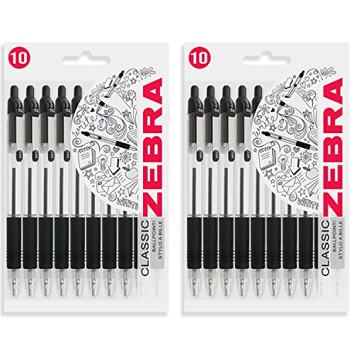 Zebra Z-Grip Kugelschreiber, Schwarz, 1,0 mm, 20 Stück von Zebra