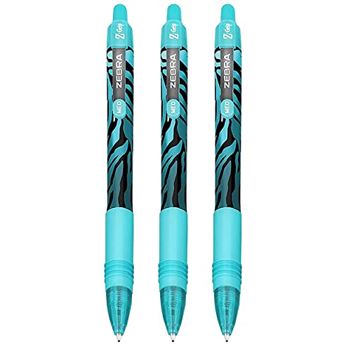 ZEBRA Z-Grip Kugelschreiber – 1,0 mm – Funky Flame – gestreifter blauer Schaft – blaue Tinte – 3 Stück von ZEBRA