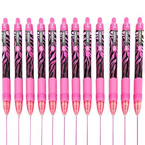 Zebra Z-Grip Kugelschreiber – 1,0 mm – Funky Flame – gestreifter rosa Schaft – rosa Tinte – 12 Stück von ZEBRA