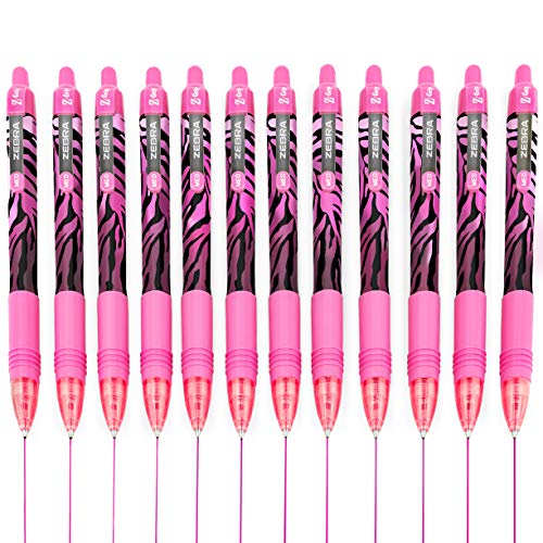 Zebra Z-Grip Kugelschreiber – 1,0 mm – Funky Flame – gestreifter rosa Schaft – rosa Tinte – 12 Stück von Zebra Technologies