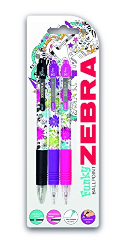 Zebra Z-Grip Kugelschreiber Blumenmuster – verschiedene Farben (3 Stück) von ZEBRA