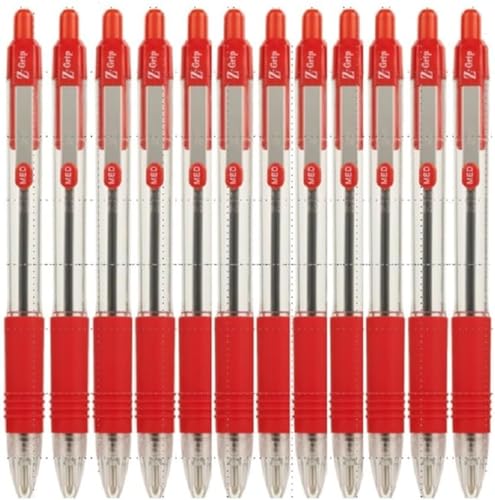 Zebra Z-Grip Medium Kugelschreiber, Metallclip, rückdrehbar, Rot, 12 Stück von ZEBRA