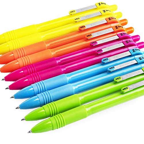 Zebra Z-Grip Smooth Kugelschreiber, 1,0 mm, schwarze Tinte, 2 Stück von jedem Neon-Schaft, 10 Stück von Zebra Technologies