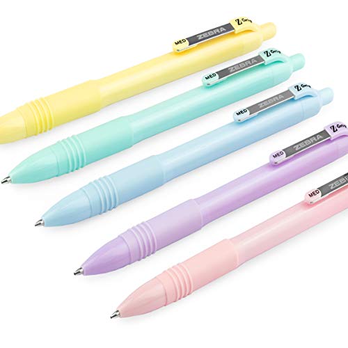 Zebra Z-Grip Smooth Kugelschreiber, 1,0 mm, schwarze Tinte, je 1 Pastellschaft, 5 Stück von Zebra Pen