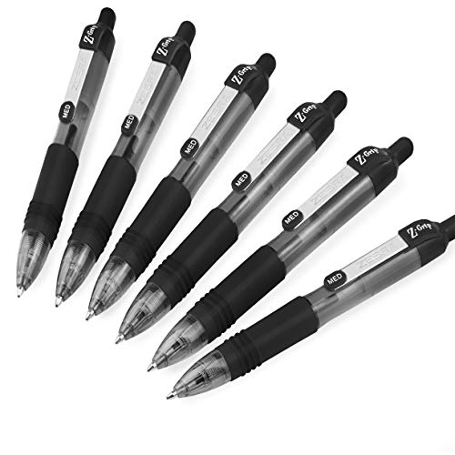 Zebra Z-Grip Smooth Mini-Kugelschreiber, einziehbar, 1,0 mm, Schwarz, 6 Stück von Zebra Technologies
