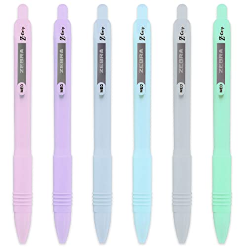 Zebra Z-Grip Kugelschreiber, glatt, Pastellfarben, 1,0 mm, schwarze Tinte, 1 Stück pro Schaft, 6 Stück von Zebra Technologies