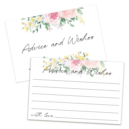 Blumenratschläge und Wünsche Karten, doppelseitige Blankokarten geeignet für Hochzeiten, Brautpartys, Brautpaar, Mr and Mrs, Verlobungsfeier, Babyparty, 25-04 Stück von ZEDEV