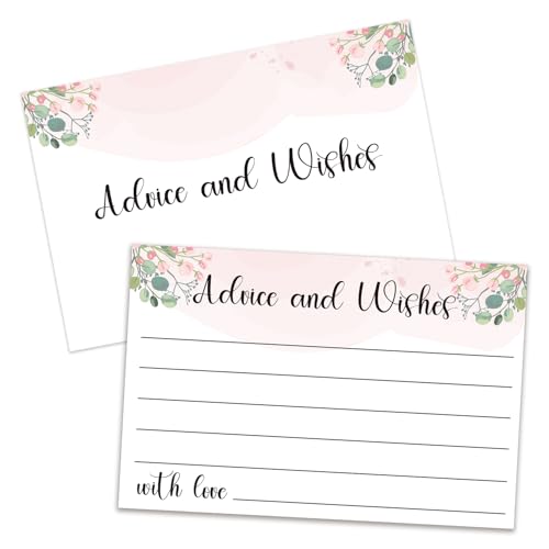 Blumenratschläge und Wünsche Karten, doppelseitige Blankokarten geeignet für Hochzeiten, Brautpartys, Mr and Mrs, das Brautpaar Babyparty, Verlobungsfeier, 25-03 Stück von ZEDEV