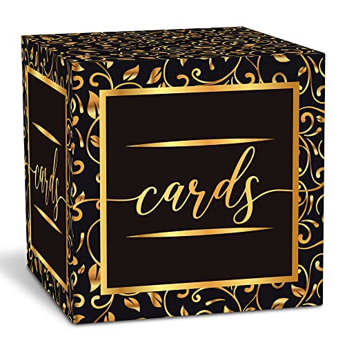 ZEDEV Goldene und schwarze Kartenbox, Empfangsbox für Babyparty, Hochzeit, Brautparty, Verlobung, Geburtstagsparty-Spielbedarf, Dekorationen, Set von 1 (BOX-10) von ZEDEV