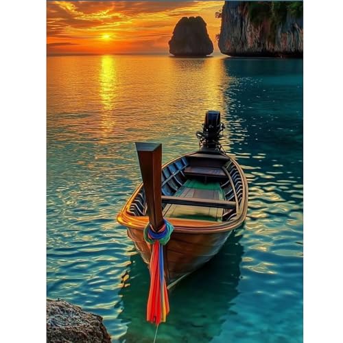 ZEELANNA Diamond Painting Erwachsene Meer, Diamond Painting Bilder Landschaft 5D Diamant Set, Diamant Malerei DIY Diamant Painting Bilder Erwachsene für Home Wand Decoration, 30x40cm Boot ZEELANNA Diamond Painting Erwachsene Meer, Diamond Painting Bilder Landschaft 5D Diamant Set, Diamant Malerei DIY Diamant Painting Bilder Erwachsene für Home Wand Decoration, 30x40cm Boot von ZEELANNA