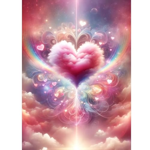 ZEELANNA Diamond Painting Herz Diamond Painting Bilder Diamond Painting Erwachsene Herzförmige Wolke 5D Diamond Painting Set Diamant Painting Bilder Erwachsene 30x40cm für Home Wand Decoration von ZEELANNA