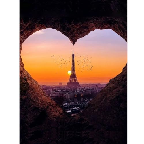 ZEELANNA Diamond Painting Landschaft Diamant Painting Bilder Herz Diamond Painting Erwachsene DIY Diamond Painting Set 30x40cm für Home Sonnenuntergang von ZEELANNA