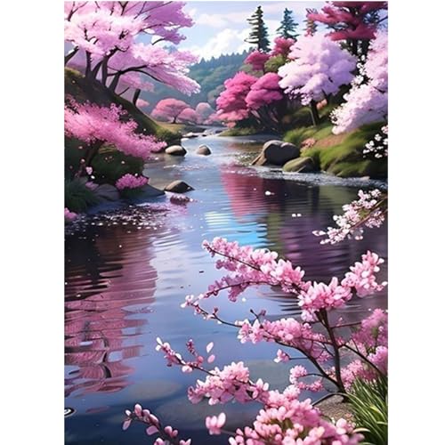 ZEELANNA Diamond Painting Landschaft am Bach Diamond Painting Set Diamant Painting Bilder Erwachsene für Home Wand Decoration 30x40cm von ZEELANNA