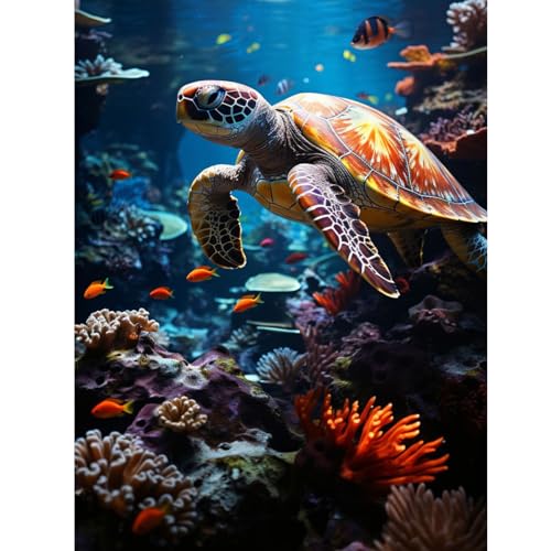 ZEELANNA Diamond Painting Meeresschildkröte Diamant Painting Bilder Meeresboden DIY Diamant Painting Set Erwachsene 30x40cm für Home von ZEELANNA