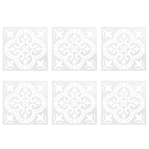6 StüCk DIY Malerei 30X30Cm Vintage Blumen Schablonen Vorlage für Fliesen Wand Boden MöBel Malerei Dekorativ von ZEELYDE