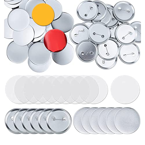 100 Sets runde Knopfteile Herstellung Zubehör 58 mm Metall Knopf Abzeichen Herstellung Kits Pin Back Button Parts von ZEELYDE