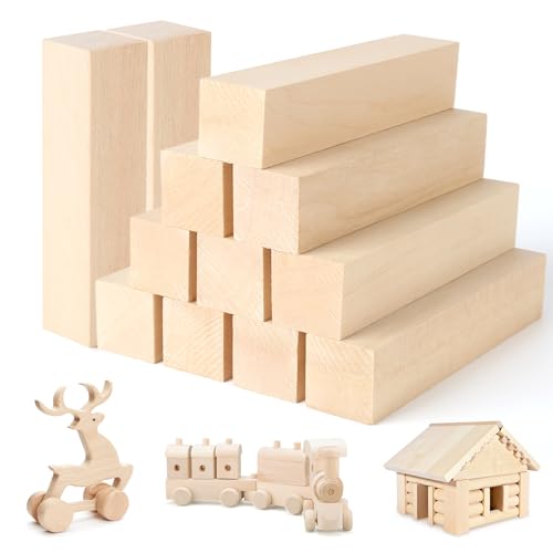 12 Stück Lindenholz zum Schnitzen, 12 x 2,5 x 2,5cm Schnitzholz Linde, Weiches Holzblock, Holzklötze zum Basteln für Handwerk, Schnitzerei und DIY-Projekte von ZEFAN