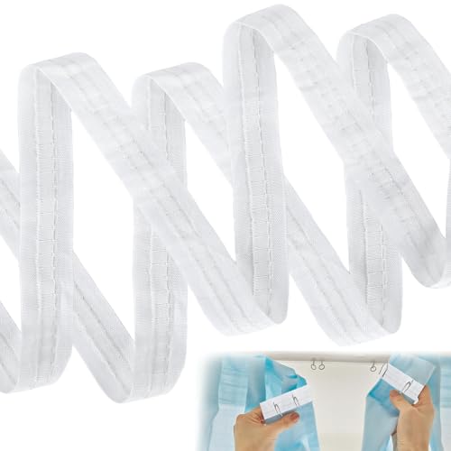 2 Stück 2,5 cm Weißes Gardinenband, Kräuselband Gardinen Doppelkordel-Design, 40 m Gardinenband zum Aufnähen, Gardinen Kräuselband für Wohnzimmer, Schlafzimmer, Büro von ZEFAN