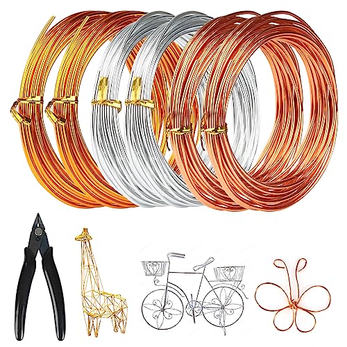 Basteldraht 2mm x 30m, Silber/Gold/Rosegold Aluminiumdraht für Kunsthandwerk, Schmuckdraht, Bindedraht, Modellierdraht, rostfreier Aluminiumdraht für Kunsthandwerk, mit Mini-Drahtschneider Basteldraht 2mm x 30m, Silber/Gold/Rosegold Aluminiumdraht für Kunsthandwerk, Schmuckdraht, Bindedraht, Modellierdraht, rostfreier Aluminiumdraht für Kunsthandwerk, mit Mini-Drahtschneider von ZEFAN