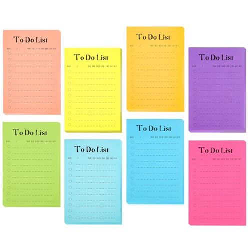 ZEFAN 400 Blatt Große Haftnotizen Klebezettel, 8 Farben To Do Notizzettel, 15 x 10 cm Selbstklebende Klebezettel, 50 Blatt Pro Buch, To Do Listen Block für Büro, Schule (Fluoreszierende Farben) von ZEFAN