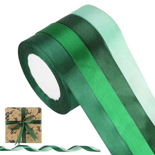 ZEFAN Geschenkband, 4 Rollen Geschenkband Grün - 88m x 20mm, Satinband Grün, Schleifenband Grün für Hochzeit, Geburtstag, Geschenk, Blume ZEFAN Geschenkband, 4 Rollen Geschenkband Grün - 88m x 20mm, Satinband Grün, Schleifenband Grün für Hochzeit, Geburtstag, Geschenk, Blume von ZEFAN