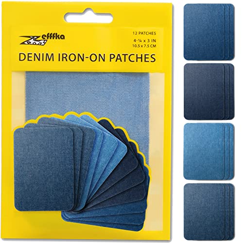 ZEFFFKA Jean-Flicken zum Aufbügeln für Innen und Außen Stärkster Kleber 100% Baumwolle Verschiedene Blautöne Reparatur-Dekorationsset 12 Stück Größe 3" x 4-1/4" (7,5 cm x 10,5 cm) ZEFFFKA Jean-Flicken zum Aufbügeln für Innen und Außen Stärkster Kleber 100% Baumwolle Verschiedene Blautöne Reparatur-Dekorationsset 12 Stück Größe 3" x 4-1/4" (7,5 cm x 10,5 cm) von ZEFFFKA