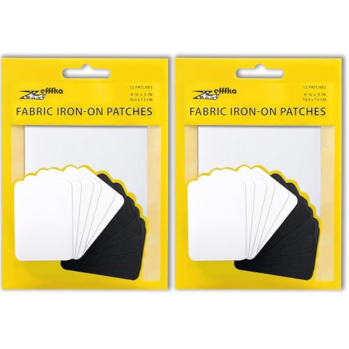 ZEFFFKA 2PACK Kleider-Flicken zum Aufbügeln für Innen und Außen Stärkster Kleber 100% Baumwolle Verschiedene schwarz Weiß Farben Reparatur-Dekorationsset 12 Stück Größe 3" x 4-1/4" (7,5 cm x 10,5 cm) ZEFFFKA 2PACK Kleider-Flicken zum Aufbügeln für Innen und Außen Stärkster Kleber 100% Baumwolle Verschiedene schwarz Weiß Farben Reparatur-Dekorationsset 12 Stück Größe 3" x 4-1/4" (7,5 cm x 10,5 cm) von ZEFFFKA