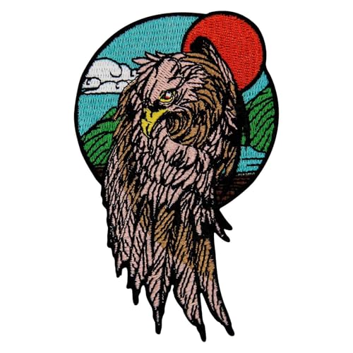 Aufnäher, bestickt, Design: Adler unter der roten Sonne, zum Aufbügeln oder Aufnähen von ZEGIN