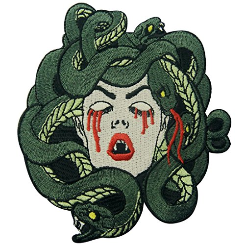 Aufnäher, bestickt, Design: Die blutende Medusa, zum Aufbügeln oder Aufnähen von ZEGIN