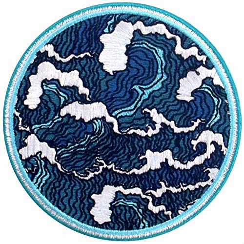 Aufnäher, bestickt, Design: Die dunkelblaue große Welle, zum Aufbügeln oder Aufnähen Aufnäher, bestickt, Design: Die dunkelblaue große Welle, zum Aufbügeln oder Aufnähen von ZEGIN