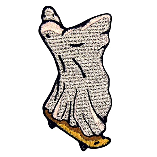 ZEGIN Aufnäher, bestickt, Design: Geister-Skateboard, 1 Stück, Mittel, weiß oder hellgrau, Baumwolle, Skateboard-Kultur, Geister, Embroidered Patch, Patch ZEGIN Aufnäher, bestickt, Design: Geister-Skateboard, 1 Stück, Mittel, weiß oder hellgrau, Baumwolle, Skateboard-Kultur, Geister, Embroidered Patch, Patch von ZEGIN