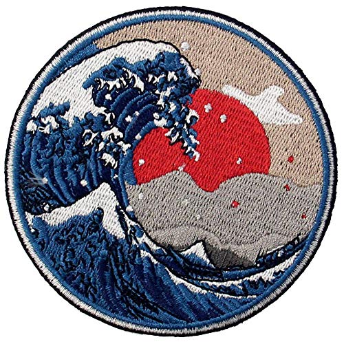 ZEGIN Aufnäher, Bestickt, Design: Große Welle vor Kanagawa, zum Aufbügeln oder Aufnähen von ZEGIN